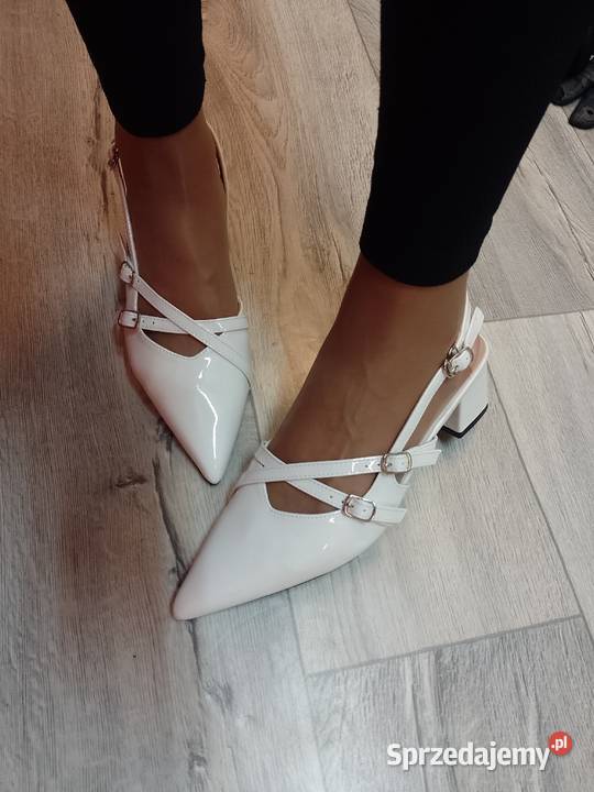 40 Białe czółenka wieczorowe z odkrytą piętą Kraków