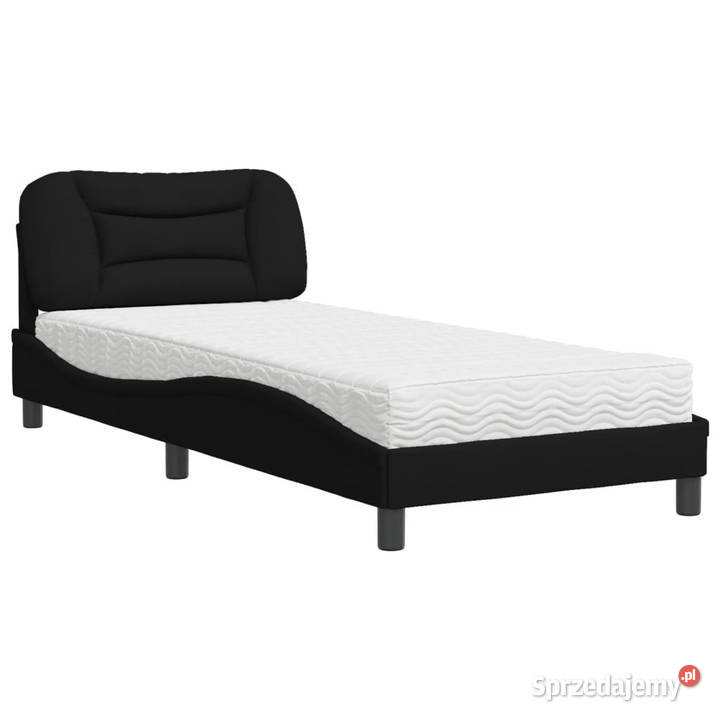 Łóżko z materacem czarne obite tkaniną 90x200 Warszawa sprzedam