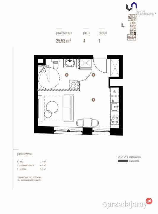 Sprzedam mieszkanie 2553m2 1pokojowe Katowice