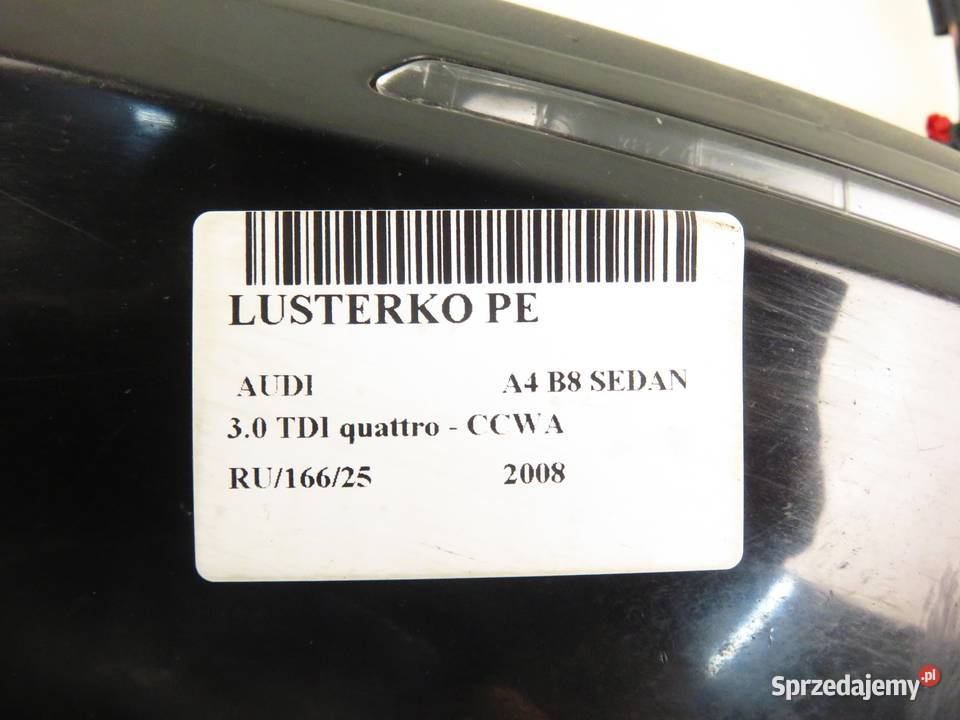 LUSTERKO PRAWE AUDI A4 B8 6 PIN LY9B