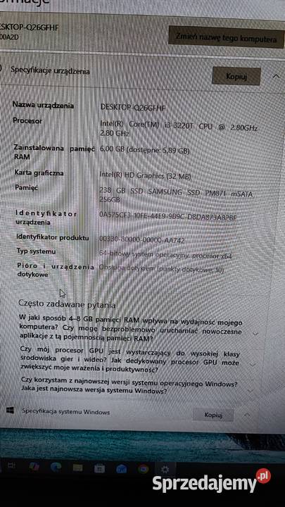 Samsung AIO Klasy Core i3 Marki sprzedam