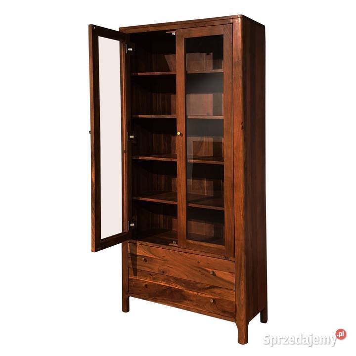 Drewniana przeszklona witryna 90 MILANO z Kredensy i witryny