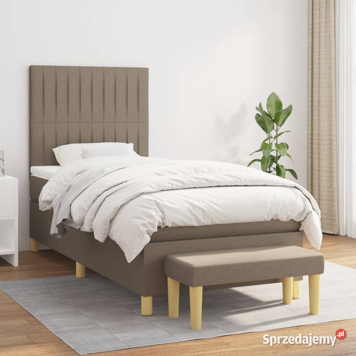 Łóżko kontynentalne z materacem taupe tkanina 80cm Warszawa