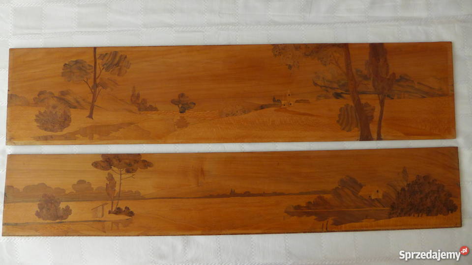 Secesyjne 2 płyciny CUDNE intarsje XIX w sprzedam