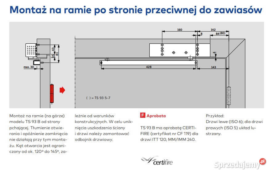 SAMOZAMYKACZ DORMA TS 93G 25 RAL9005 śląskie Czechowice-Dziedzice