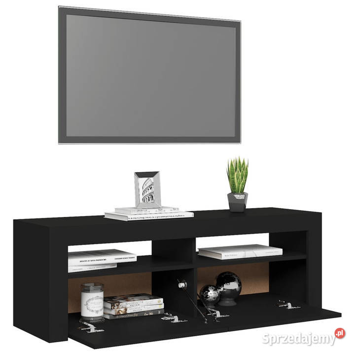 Szafka pod TV z oświetleniem LED czarna Warszawa