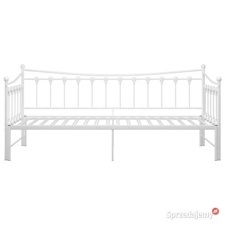 Sofa z wysuwaną ramą łóżka biała metalowa 90x200 206cm Meble