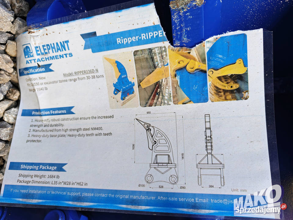 Nowy zrywak do koparki Elephant Ripper 336DN Ostrowiec Świętokrzyski