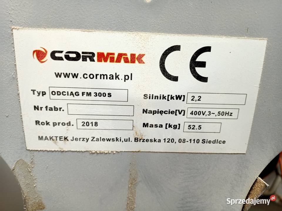 Odciąg stanowiskowy podwójny CORMAK FM 300 S Produkcja Jelenia Góra sprzedam