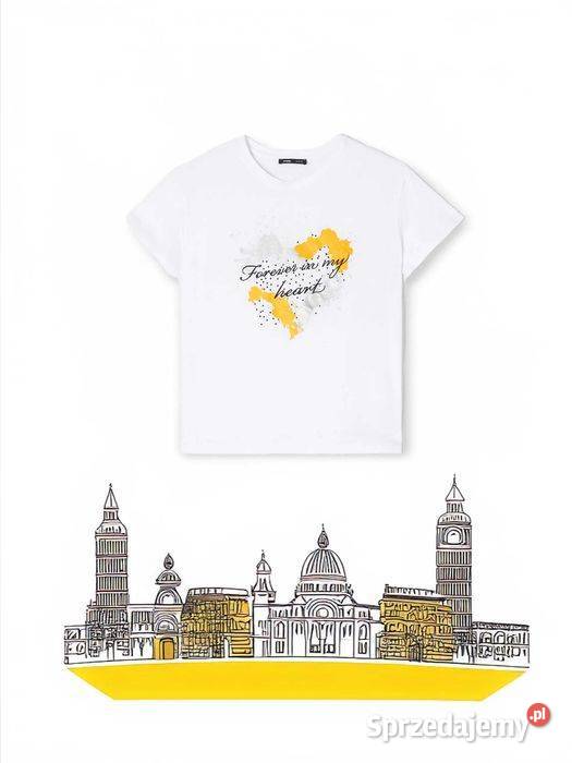 biały tshirt z nadrukiem Sinsay Olkusz