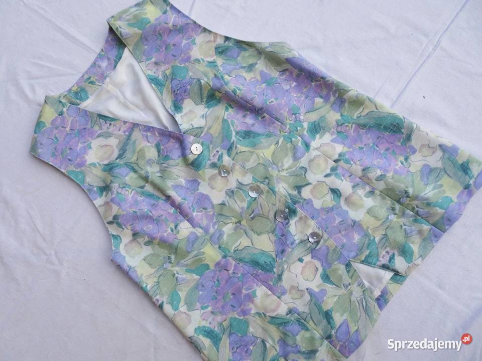 Kamizelka Pastelowa Wiskoza Len 42 44 sprzedam