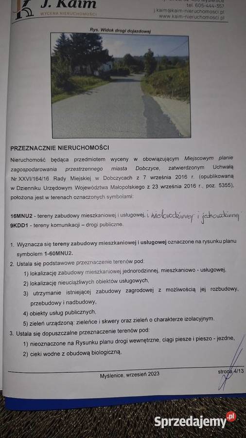 Sprzedam atrakcyjną działkę budowlaną dewelopera Dobczyce sprzedam