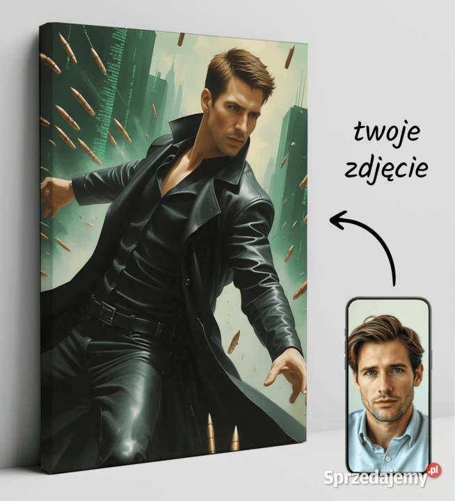 Obraz Portret na płótnie karykatura matrix neo Dekoracje i ozdoby Warszawa