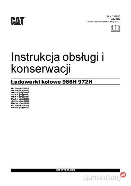 CATERPILLAR 966H 972H ładowarka kołowa DTR Rok wydania 2013 Kraków