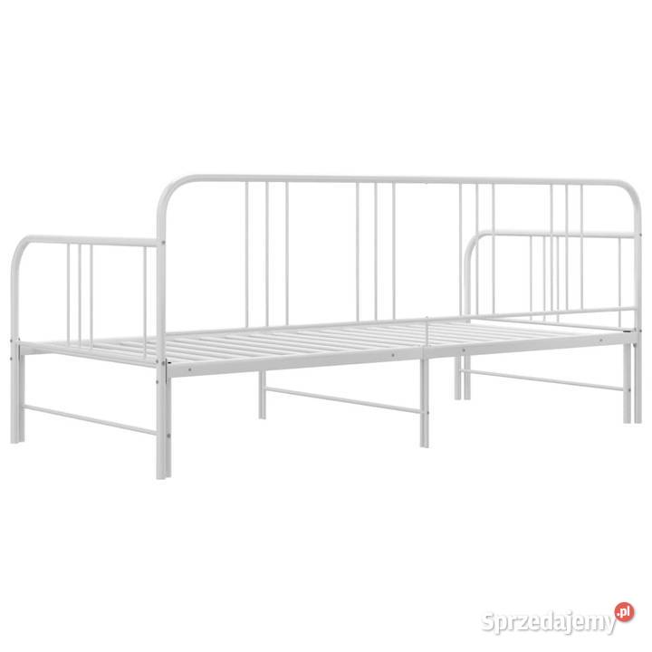 Sofa z wysuwaną ramą łóżka biała metalowa 90x200 Warszawa
