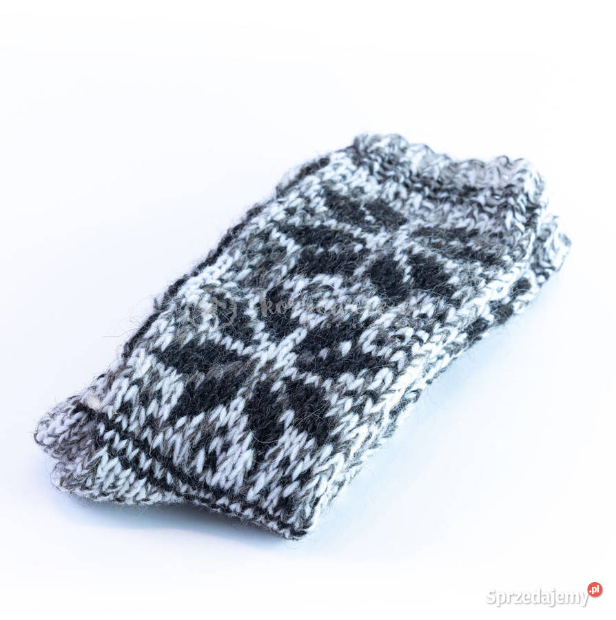 Wełniane skarpetki z góralskim wzorem szary sprzedam