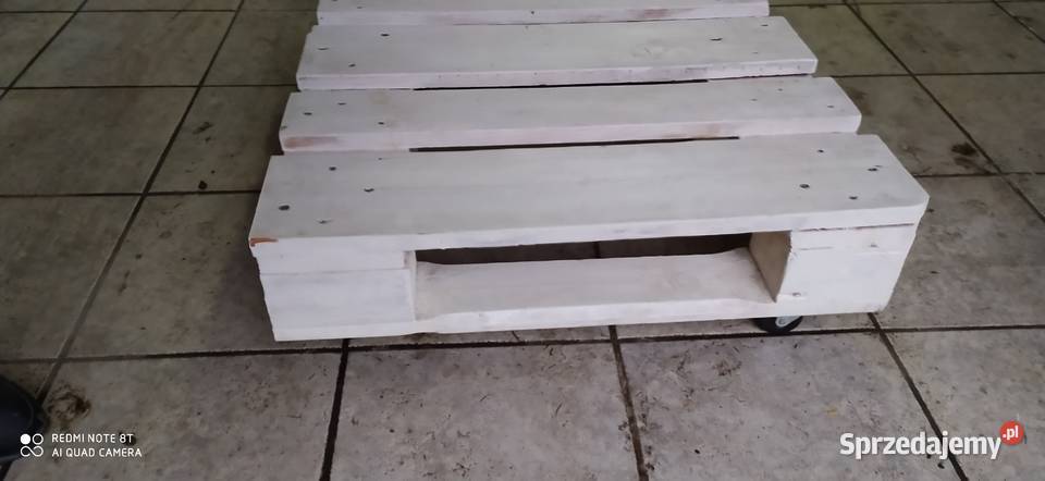 stolik stół z palety euro na kółkach biały wielkopolskie Poznań