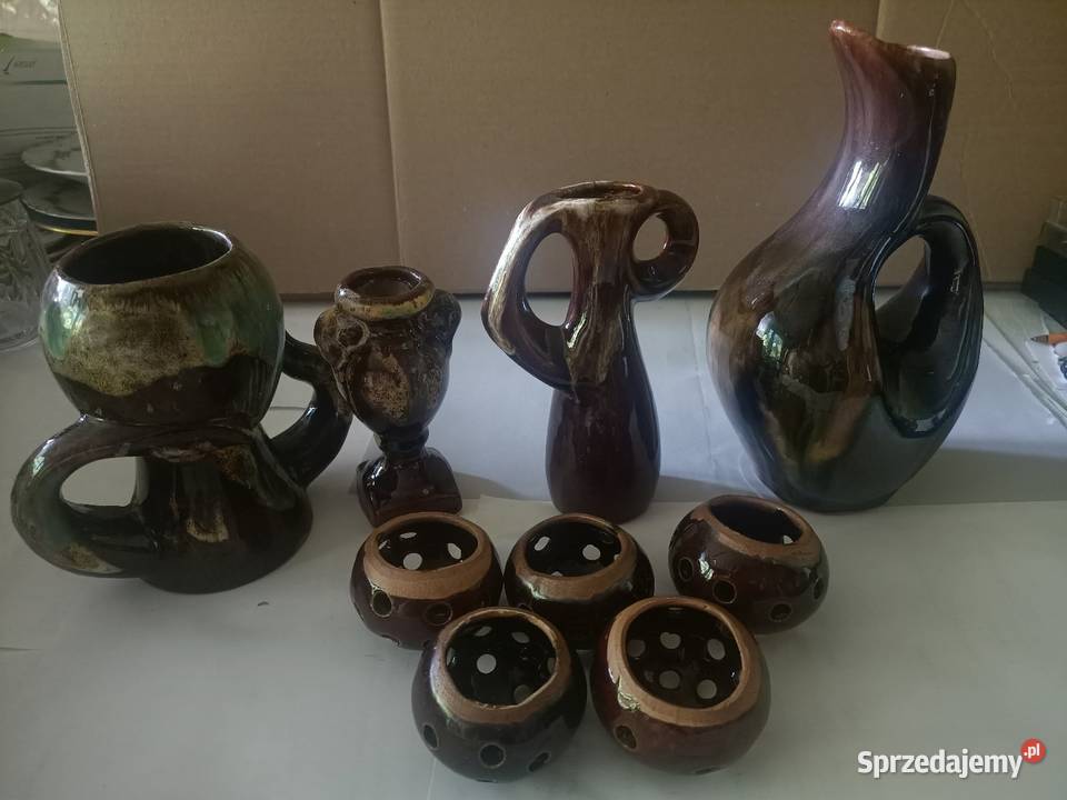 Stary ceramiczny komplet PRL Warszawa