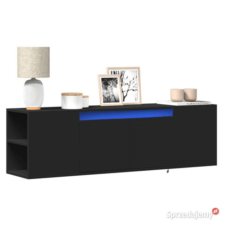 Ścienna szafka TV z LED czarna 135x31x395 Warszawa sprzedam