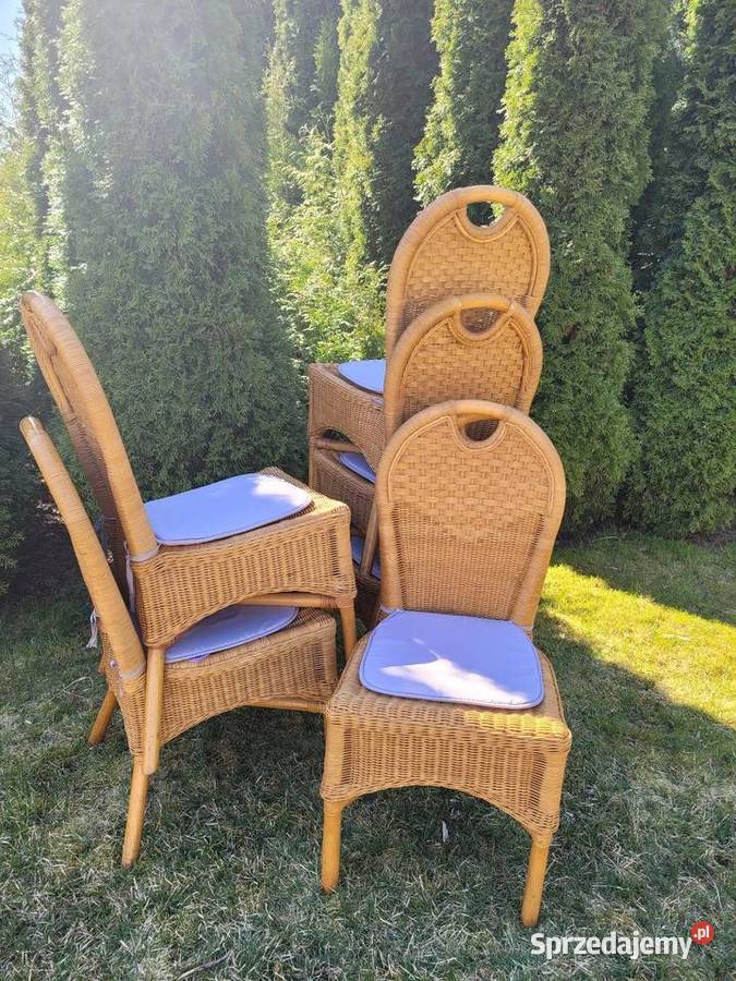 Komplet 6 foteli z ratanu z poduchą Krzesła ogrodowe Białogard