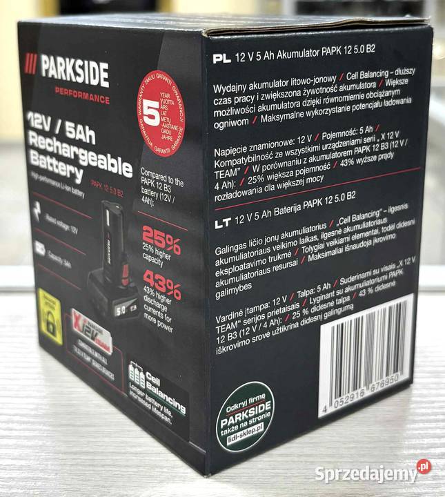 Bateria Parkside 5AHU 12V Elbląg
