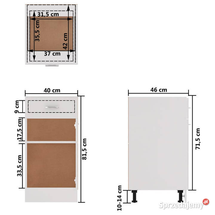 Szafka z szufladą biała 40x46x815 materiał Warszawa sprzedam