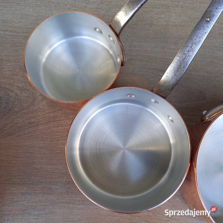 Miedziany garnek rondel komplet 4 grube dno Warszawa