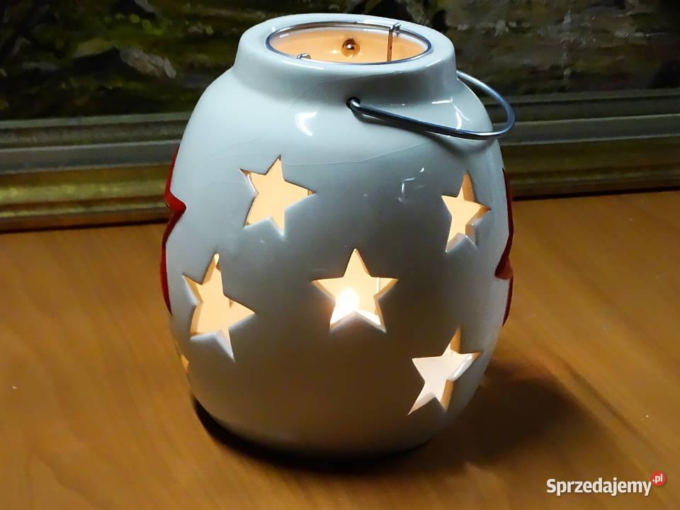 Ceramiczny lampion świecznik dekoracyjny lubelskie Biłgoraj