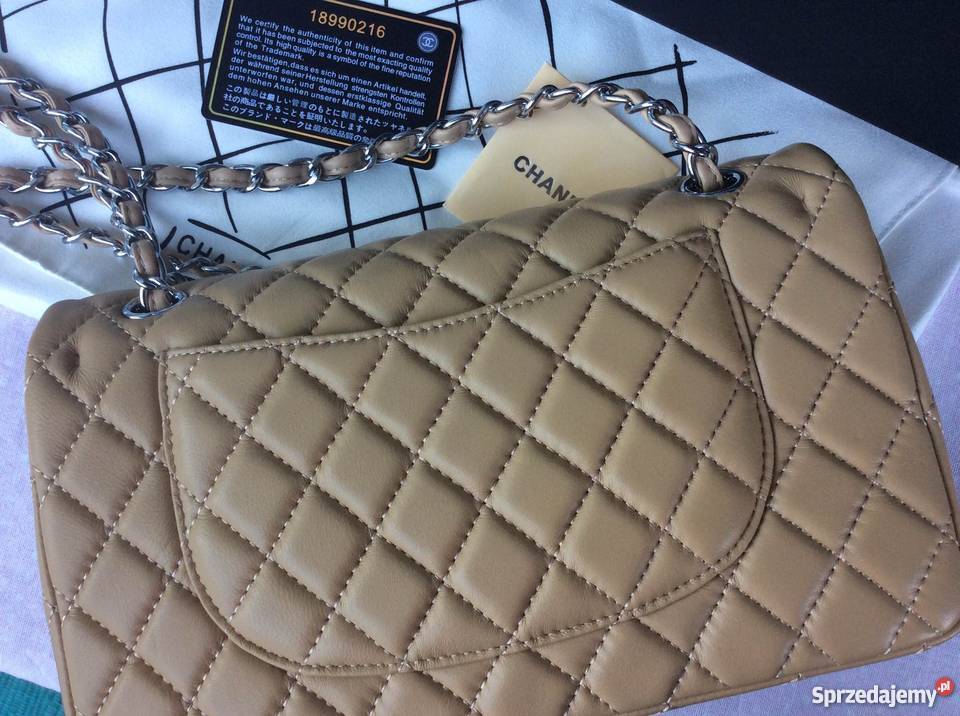 Chanel 255 Classic Flap Lambskin Beżowa Gdakowo