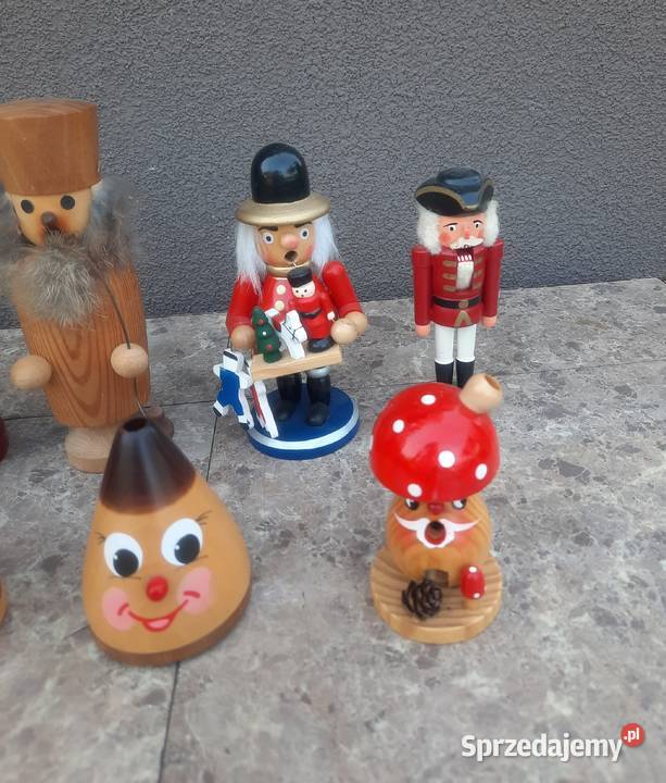 6 Zestaw 7 drewnianych figurek kadzidełka pomorskie Tczew