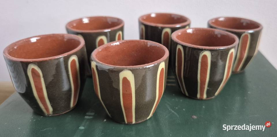 Zestaw 6 ceramicznych filiżanek kieliszków PRL pomorskie Gdańsk