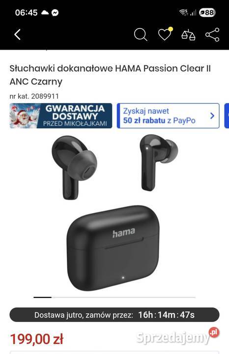 Słuchawki dokanałowe HAMA Passion Clear II ANC Małkinia Górna