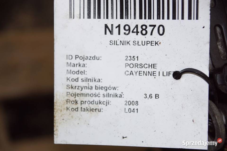 SILNIK SŁUPEK PORSCHE CAYENNE I LIFT 36 M5501 Lipno