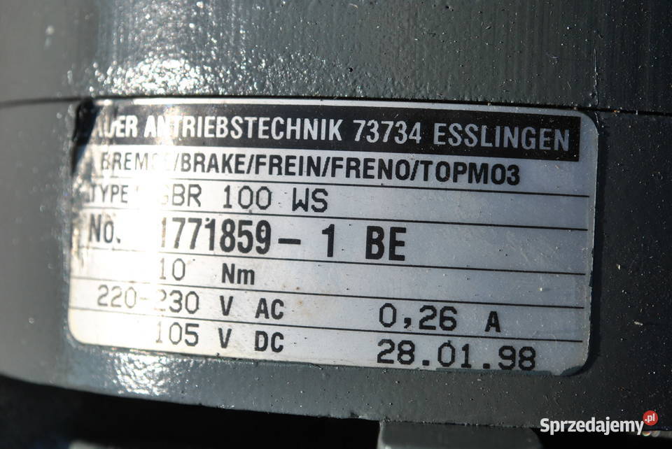 Motoreduktor 15kw 8obr z hamulcem Bauer Pozostałe Kargowa