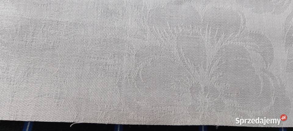 Len Tkanina obrusowa żakardowa 44 bili biel Żyrardów