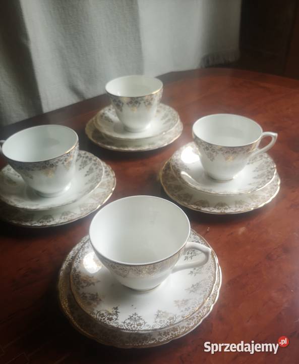Filiżanka z talerzykiem deserowym złotem pomorskie Gdańsk