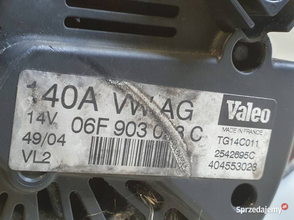 VW Golf V 19 TDI ALTERNATOR valeo 06F903023C Janów