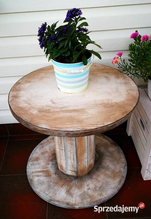 Stolik drewniany ze szpuli ława drewniana stolik 70cm Pozostałe Radków