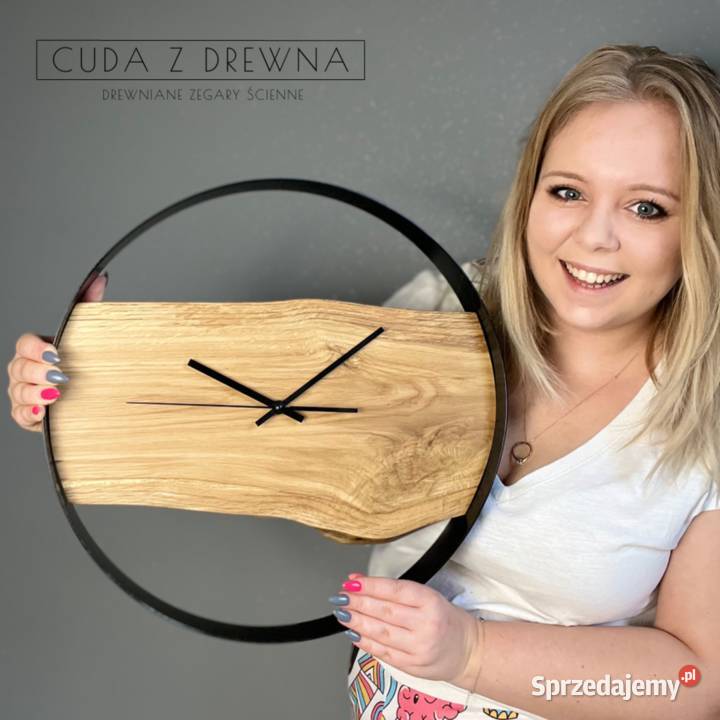 Metalowy zegar ścienny z drewnianą deską styl ścienny Wrocław