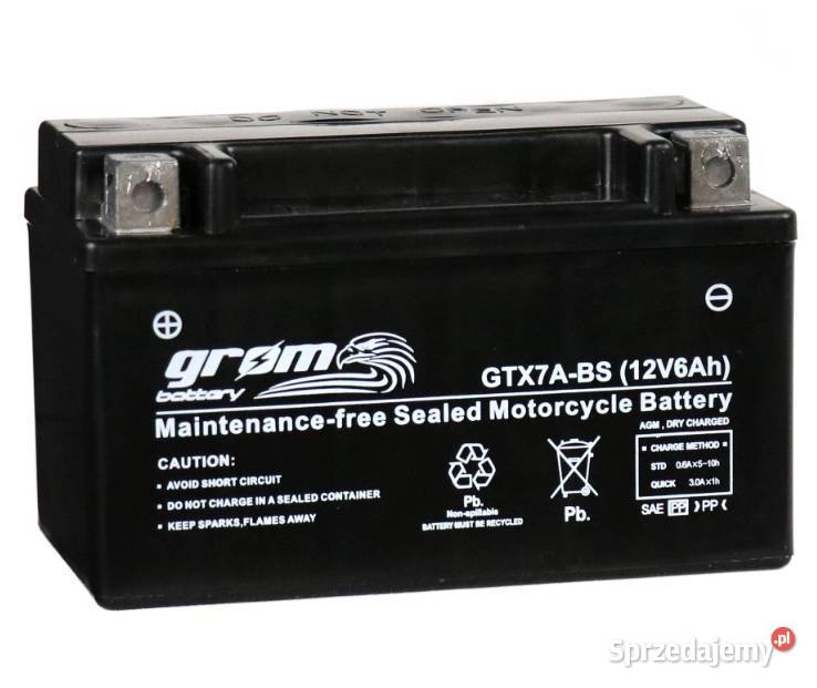 Akumulator motocyklowy 12V 6Ah 120A GROM GTX7ABS Kościerzyna