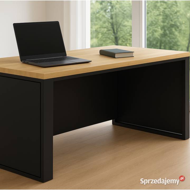 Biurko z Drewna Dębowego Stalowy Stelaż Panele małopolskie Gdów