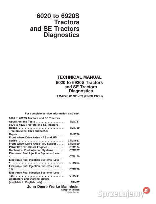 John Deere 6020 6120 6220 6320 6420 6420S Kielce