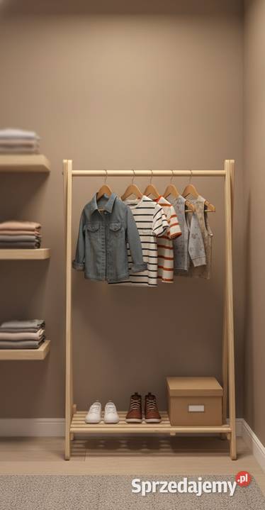 wieszak na ubrania stojący drewniany 100cm