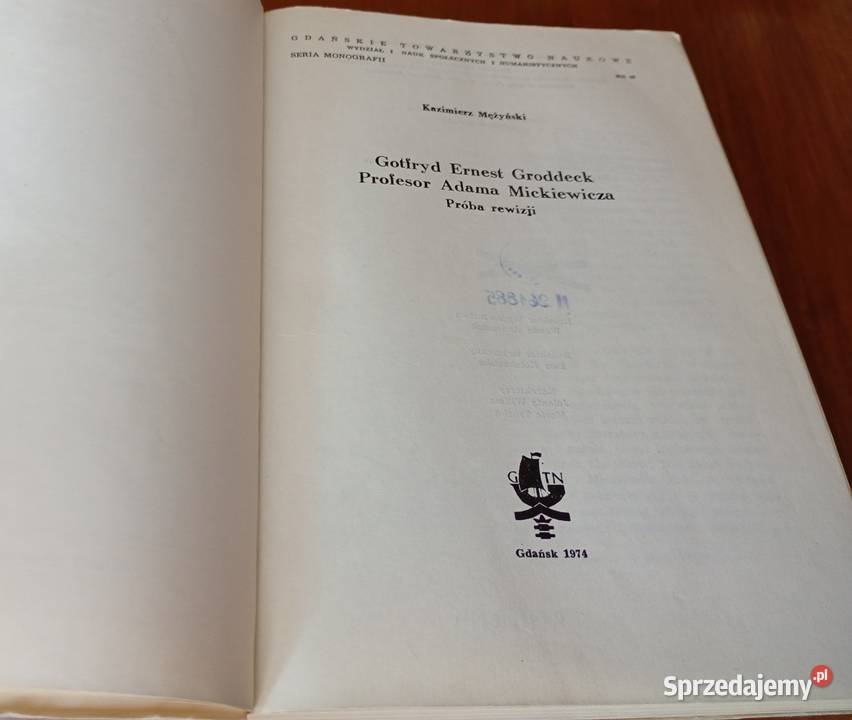 Gotfryd Ernest Groddeck profesor Adama Gdańsk sprzedam