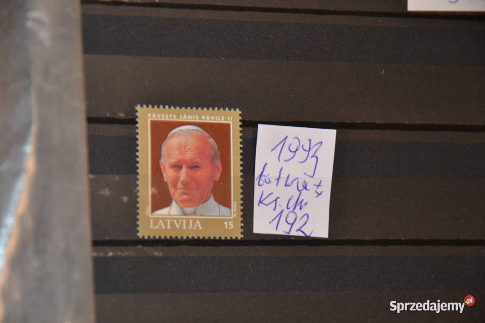 Znaczk Papież Jan Paweł II Łotwa Ks Chrostowski Sobótka