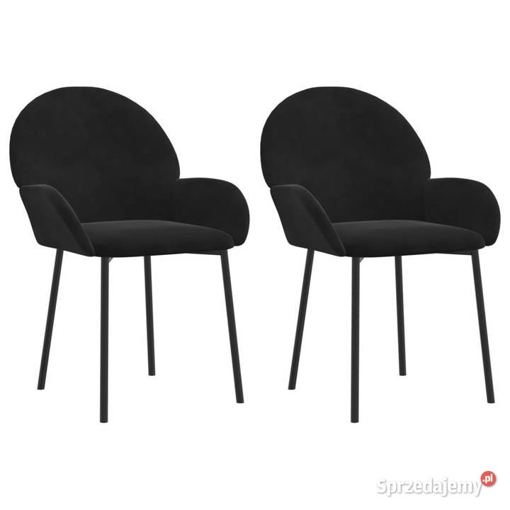 Krzesła stołowe 2 czarne obite aksamitem Warszawa