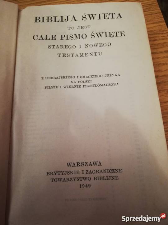Oryginalna Biblia Święta z 1949 r