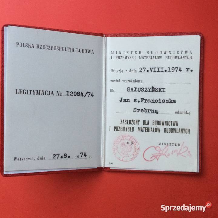 1777 Legitymacja Do Odznaki Gałuszyński Szczecin