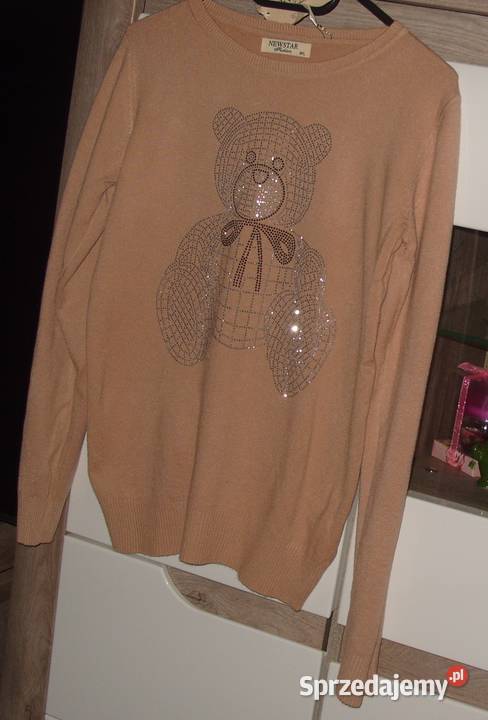 NEWSTAR FASHION sweterek z cyrkoniowym Miśkiem Rozmiar 40(L) Odzież damska