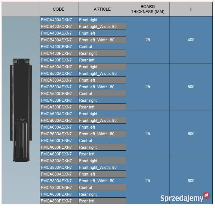 Słupek wypinany do burty 500mm środkowy G38W Przysieka Polska sprzedam